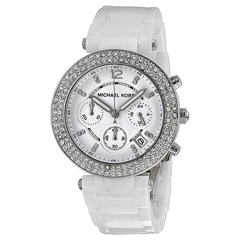 michael kors white ceramic parker watch|michael kors women's parker watch.